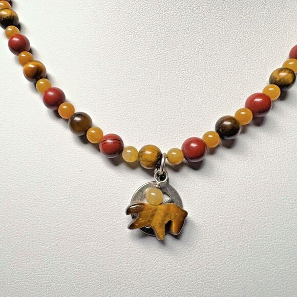 CAROLYN POLLACK STERLING SILVER TIGERS EYE BEADED WAGON WHEEL NECKLACE  16" -20" - Picture 14 of 16